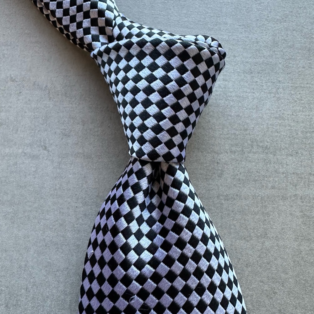 Chester Barrie White & Black Woven Silk Tie - RARE - Picture 2 of 6